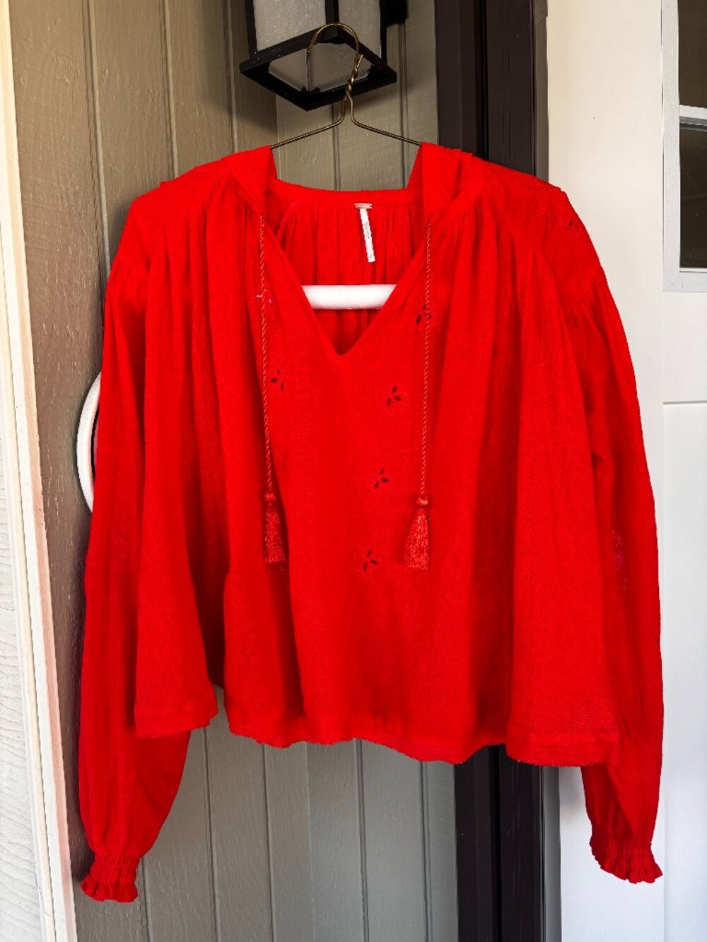 Free People NWT Summer Orange Embroidered Festival Hooded Top Small -